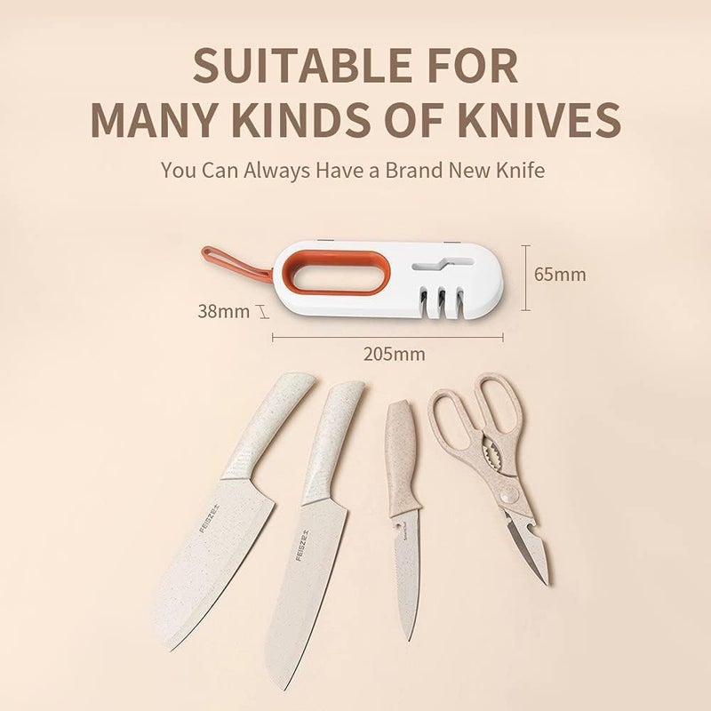 Aerbee 4 in 1 Knife Sharpener, Kitchen Manual Knife Sharpener Scissors Sharpener, Quickly Sharpen All Kinds of Kitchen Knives, Steel Knives, Scissors, Boning Knives - Image 5