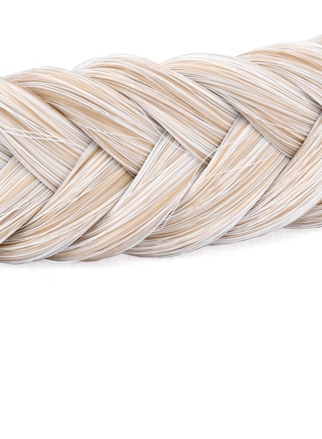 DIGUAN Width 0.7 inch Thin 2 Strands Fishtail Plaited Braids Headband Braided Synthetic Hair Elastic Stretch, Hair Accessory for Women, Girls (F-White Blonde) - Image 2