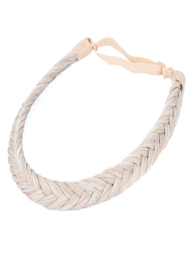 DIGUAN Width 0.7 inch Thin 2 Strands Fishtail Plaited Braids Headband Braided Synthetic Hair Elastic Stretch, Hair Accessory for Women, Girls (F-White Blonde) - Image 1