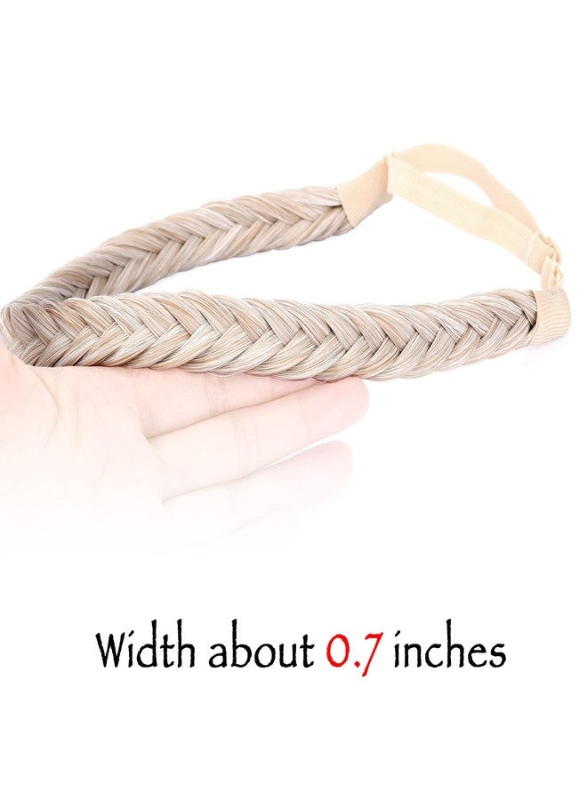 DIGUAN Width 0.7 inch Thin 2 Strands Fishtail Plaited Braids Headband Braided Synthetic Hair Elastic Stretch, Hair Accessory for Women, Girls (F-White Blonde) - Image 3