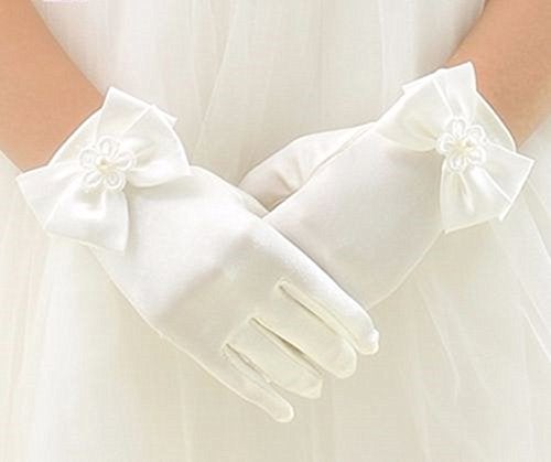DreamHigh Baby Girl's Stretch Satin Dress Gloves (Ivory) - Image 3