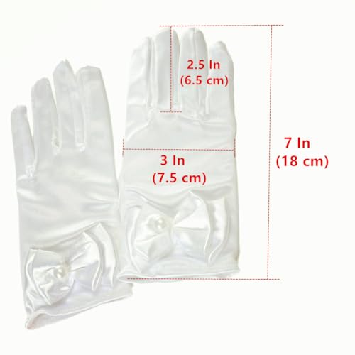 DreamHigh Baby Girl's Stretch Satin Dress Gloves (Ivory) - Image 4