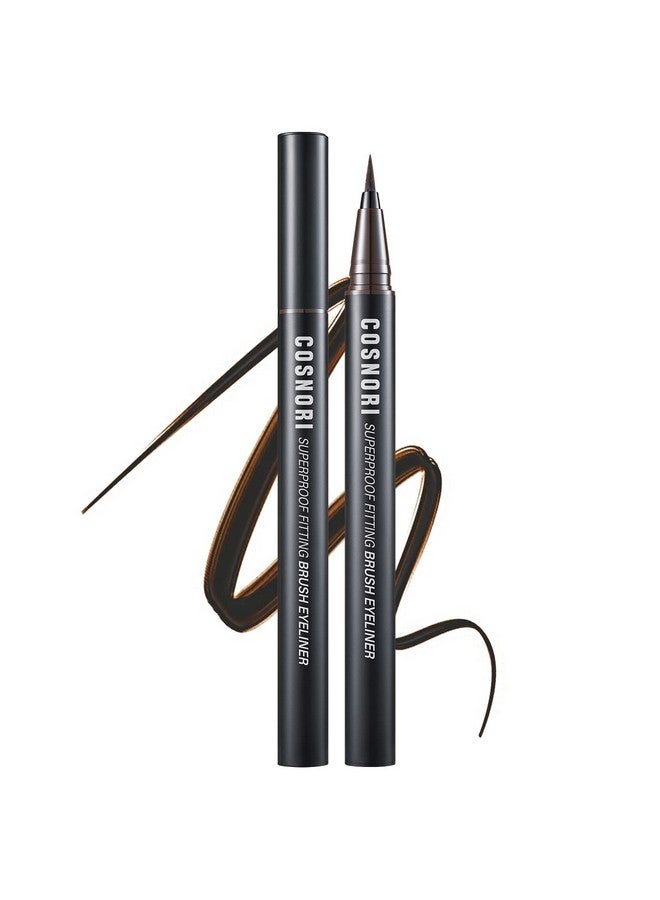 COSNORI Superproof Brush Eyeliner 03 Brown 24H Pen Eyeliner Super Slim Lasting Liquid Eye Liner Smudge, Budge Resistant Wear Allergen Free 0.02 Fl.Oz. - Image 1
