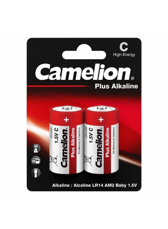 Camelion C Alkaline Batteries 2 Pack, 1.5V Long Lasting Battery for Toys, Radios, Lanterns & Household Appliances - Image 1