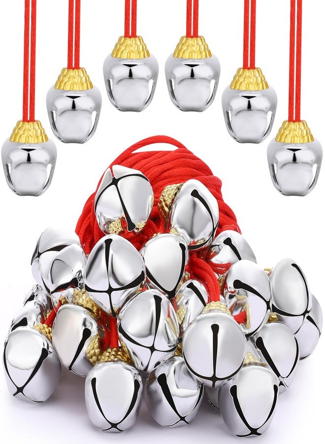 Gejoy Sumind 24 Pieces Christmas Jingle Bell Necklaces Large Bell Necklaces for Craft Holiday Party Supplies(Silver) - Image 1