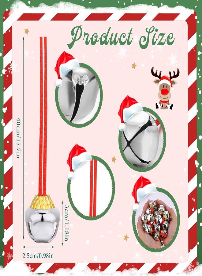 Gejoy Sumind 24 Pieces Christmas Jingle Bell Necklaces Large Bell Necklaces for Craft Holiday Party Supplies(Silver) - Image 3