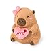Ditucu Original Love Capybara Plush with Holding Heart 11 inch Cute Bow Stuffed Animal Soft Plushies Toys Romantic Sweet Valentines Day Gifts for Kids Girlfriend Brown - Image 2
