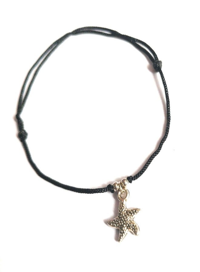 Jyokrish Handmade Adjustable Black Thread twisted Hanging Star fish anklet For Women | girls | Nazariya |Payal | Nazar Battu |Free Size |Single Leg - Image 2