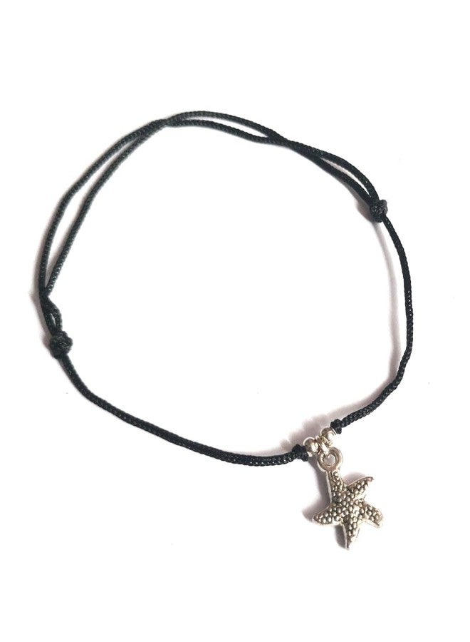 Jyokrish Handmade Adjustable Black Thread twisted Hanging Star fish anklet For Women | girls | Nazariya |Payal | Nazar Battu |Free Size |Single Leg - Image 3