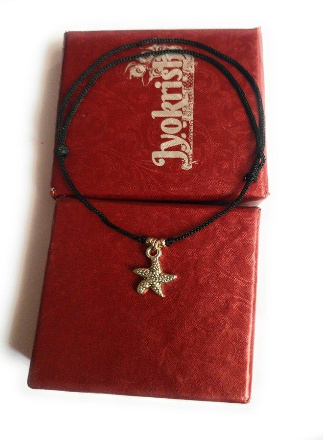 Jyokrish Handmade Adjustable Black Thread twisted Hanging Star fish anklet For Women | girls | Nazariya |Payal | Nazar Battu |Free Size |Single Leg - Image 4