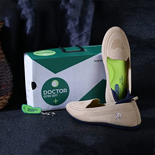 DOCTOR EXTRA SOFT Flexible Memory Foam Women's Shoes for Walking Gym Training | Casual Sports,Slip-On,Lightweight Lace up Jutis Bellies Classy Ballerina for Ladies and Girls New-D-1003 Beige - Image 3