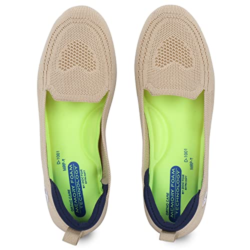 DOCTOR EXTRA SOFT Flexible Memory Foam Women's Shoes for Walking Gym Training | Casual Sports,Slip-On,Lightweight Lace up Jutis Bellies Classy Ballerina for Ladies and Girls New-D-1003 Beige - Image 1