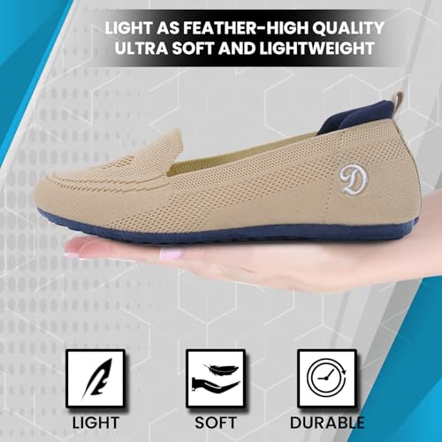 DOCTOR EXTRA SOFT Flexible Memory Foam Women's Shoes for Walking Gym Training | Casual Sports,Slip-On,Lightweight Lace up Jutis Bellies Classy Ballerina for Ladies and Girls New-D-1003 Beige - Image 5