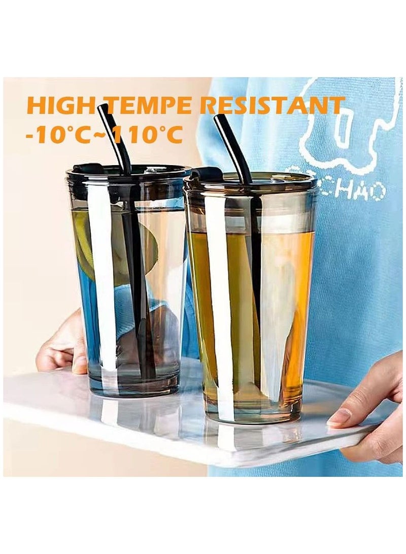 Y&D Tumbler with Lid and Straw, Leakproof Glass Cups Lids Straws, 3-Way to Drink Drinking Glasses, Iced Coffee Cup Silicone Sleeve Tumbler, Boba for Travel Office Home Picnic (black)  - Image 3