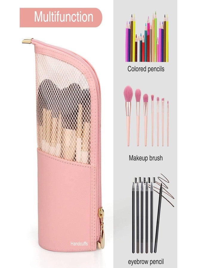 Handcuffs Makeup Brush Pouch Organizer Case | Portable | Stand-Up | Cosmetic | Brushes | Holder | Professional | Travel | Make Up | Bag (Pink) - Image 4