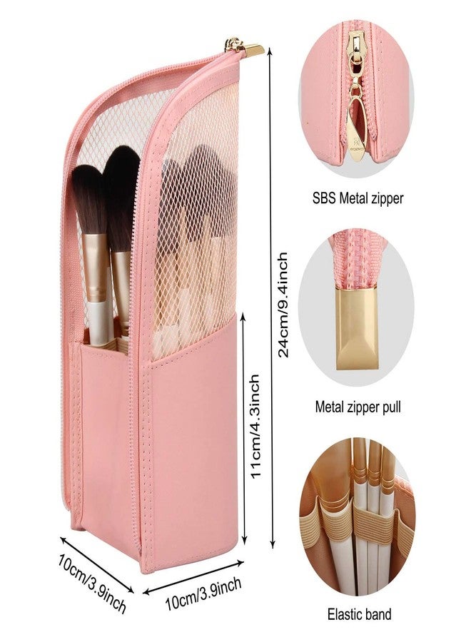 Handcuffs Makeup Brush Pouch Organizer Case | Portable | Stand-Up | Cosmetic | Brushes | Holder | Professional | Travel | Make Up | Bag (Pink) - Image 5