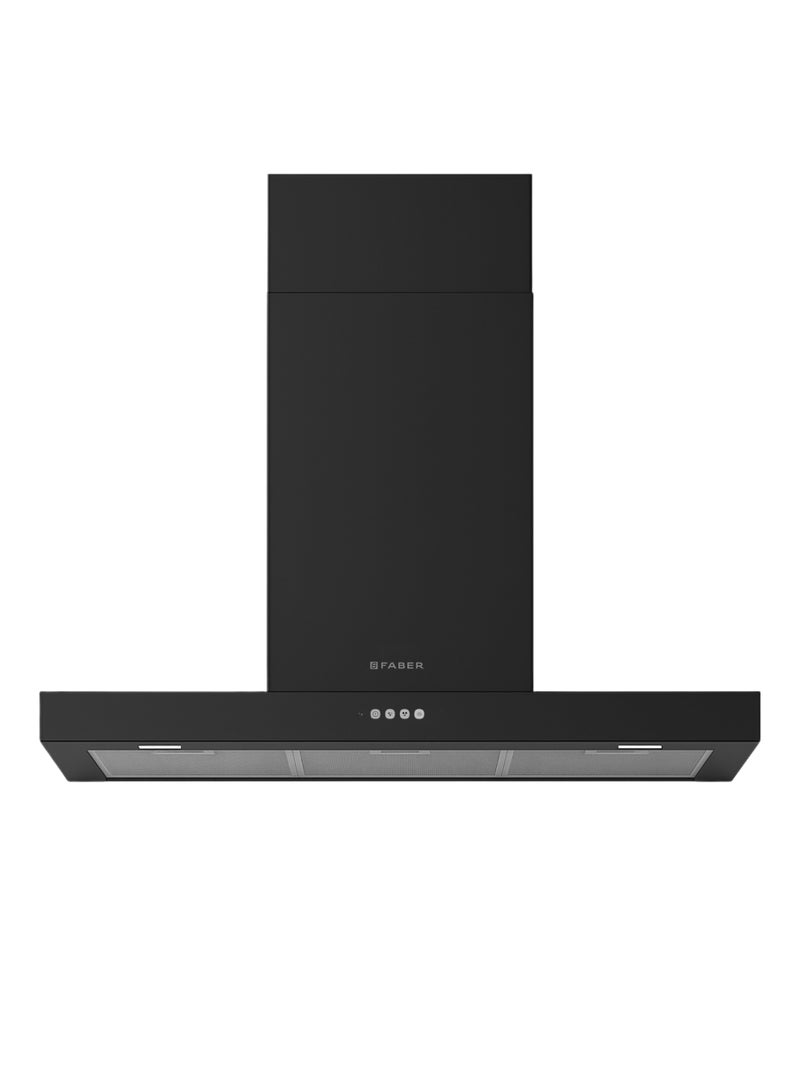 فابر Kitchen Cooker Hood, 90 cm Wall-Mount T-Shape, 710 m³/h Suction Power, 3-Speed + 1 Intensive, LED Lighting, Black Extra Matt, STILO COMFORT BK MATT A90 ( Made in Italy ) 250 W 325.0618.783 Matte Black - Image 1