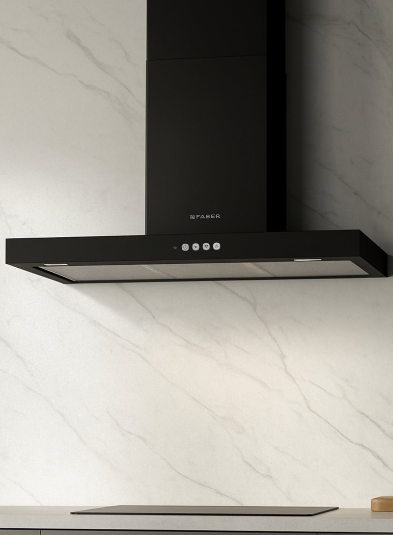 فابر Kitchen Cooker Hood, 90 cm Wall-Mount T-Shape, 710 m³/h Suction Power, 3-Speed + 1 Intensive, LED Lighting, Black Extra Matt, STILO COMFORT BK MATT A90 ( Made in Italy ) 250 W 325.0618.783 Matte Black - Image 3