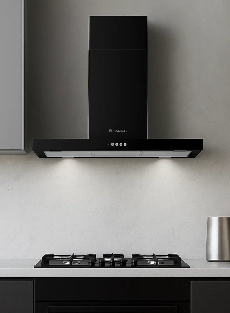 فابر Kitchen Cooker Hood, 90 cm Wall-Mount T-Shape, 710 m³/h Suction Power, 3-Speed + 1 Intensive, LED Lighting, Black Extra Matt, STILO COMFORT BK MATT A90 ( Made in Italy ) 250 W 325.0618.783 Matte Black - Image 4