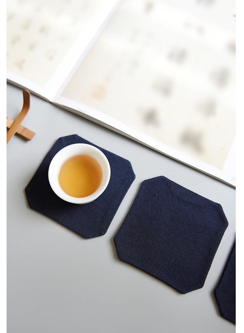 Y&D Chinese Style Cotton Linen Retro Water Absorbing Double Layer Thickened Cup Holder Fabric Embroidered Tea Cup Pad Fabric Art Cup Pad  - Image 3