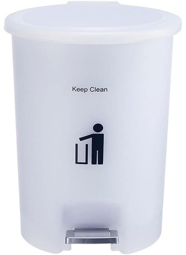 Juflix Juflix Pedal Trash Can Garbage Can Waste Bin Plastic Waste Basket Bathroom Trash Can Vintage Round Trash Can Waste Bin Household Step Trash Can Waste Bin  - Image 1