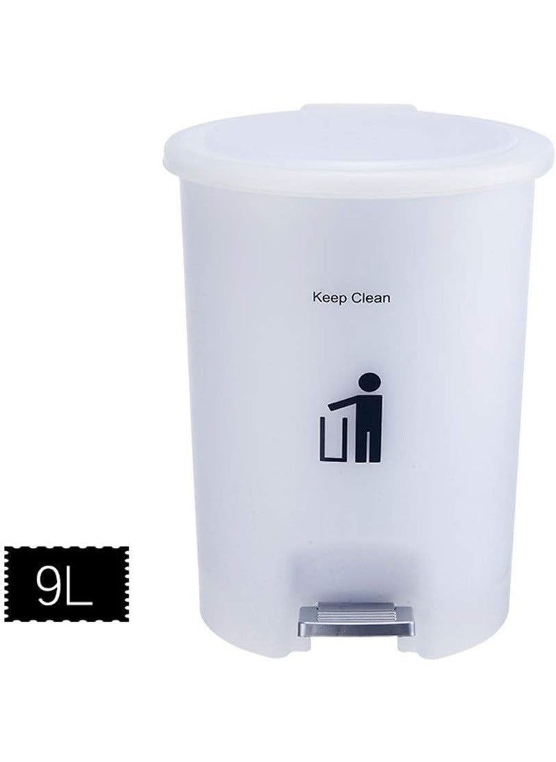 Juflix Juflix Pedal Trash Can Garbage Can Waste Bin Plastic Waste Basket Bathroom Trash Can Vintage Round Trash Can Waste Bin Household Step Trash Can Waste Bin  - Image 2