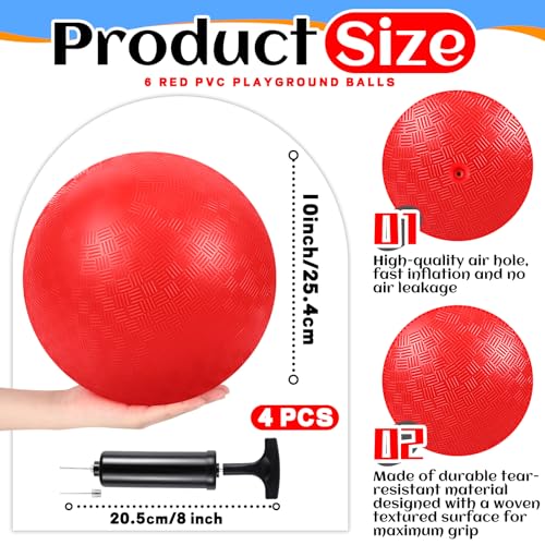 HI-BOOM Hiboom 10 Pcs Kickball Set Includes 10 Inches Dodgeball Playground Balls 5 Rubber Throw Down Bases Needles and Ball Pump for Boys Girls Adults Backyard Game Camps Picnic Schoolyard SummerGreen - Image 5