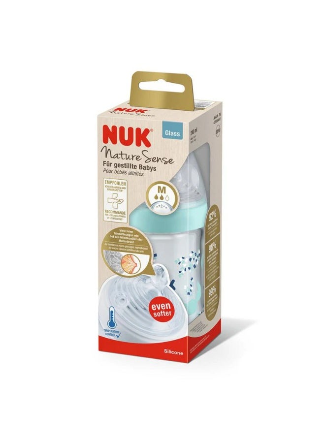 نوك رضاعة زجاجية من نيوك  مع مؤشر للتحكم بالحرارة - 240 مل (حلمة سيليكون مقاس M) متنوع - Image 1
