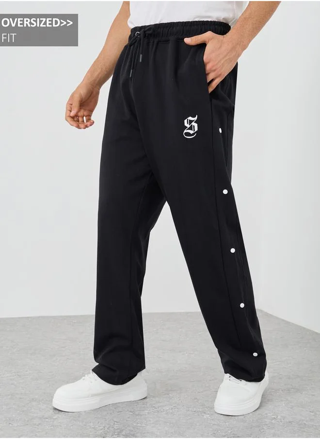 ستايلي Styli Embroidered Logo Oversized Joggers with Drawstring