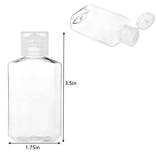 Frcctre 60 Pack 2 Oz Empty Clear Plastic Travel Bottles, Portable Refillable PET Bottles with Flip Top Caps, Travel Size Containers for Hand Sanitizer Shampoo Lotion Toiletry - Image 2