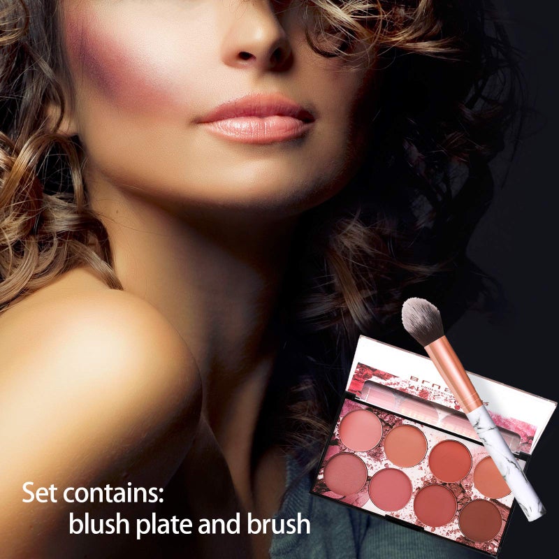 NewBang 8 Colors Blush Palette, Matte Mineral Blush Powder Bright Shimmer Face Blush,Contour and Highlight Blush Palette,Professional Facial Beauty Cosmetic Makeup Blush - Image 2