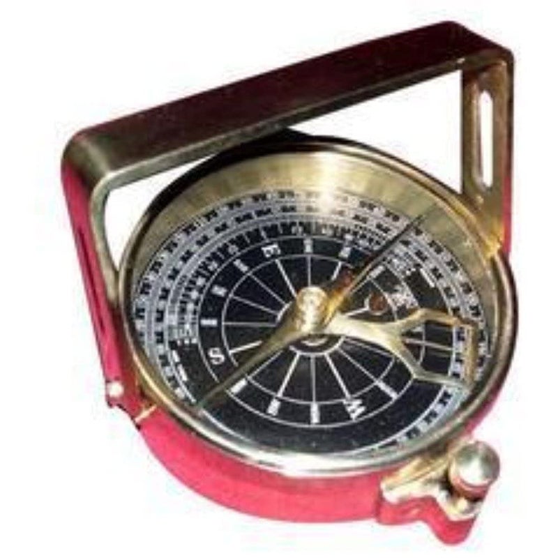 Generic Clinometer Compass Brass Geological 100 Working Antique Pocket Transit Compass Powder Coating Finish with Carry Case for Geologists Professors Teachers Students - Image 1