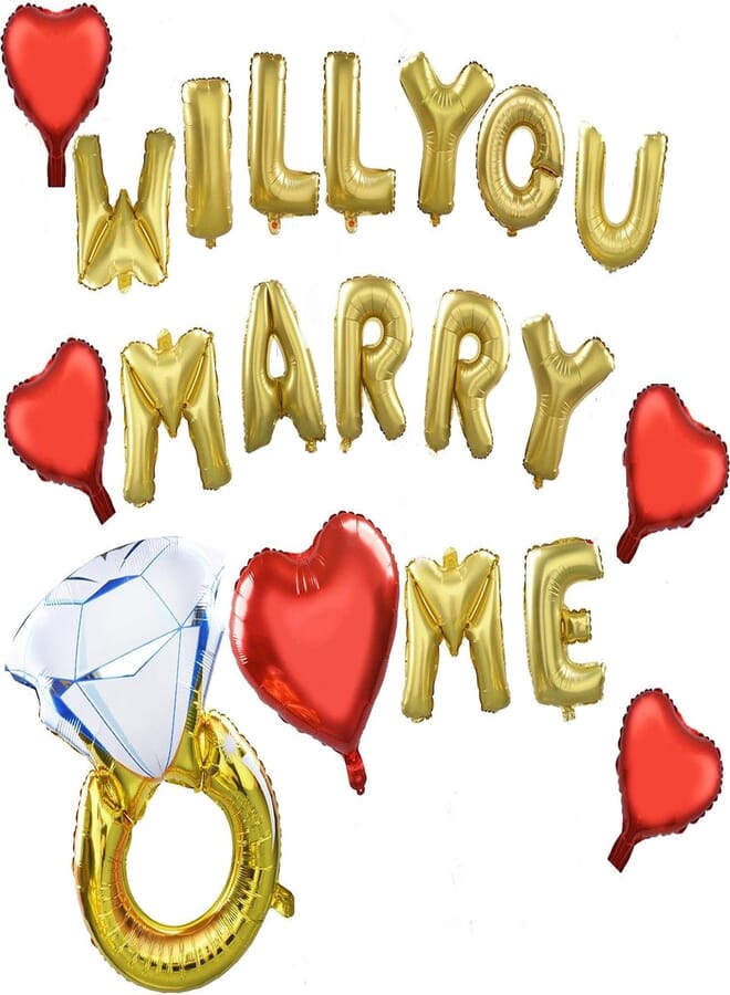 Secret 19 Pcs Balloons Foil Will You Marry Me Balloon for Wedding Proposal
