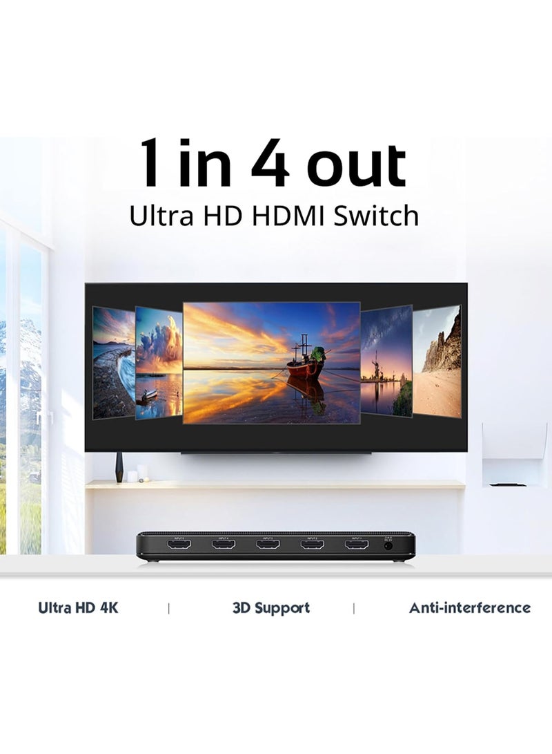 Mowsil HDMI Splitter 1x4– HDMI 2.0, 4K@60 Hz,1 in 4 Out - Image 2