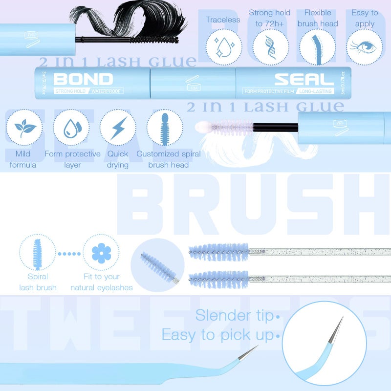 zanlufly Natural Lash Clusters Kit Invisible Band Eyelash Clusters DIY Lash Extension Kit Wispy Eyelash Extension Kit Clear Band Cluster Lashes with Lash Glue, Brush and Tweezers by ZANLUFLY(8-16mm) - Image 5