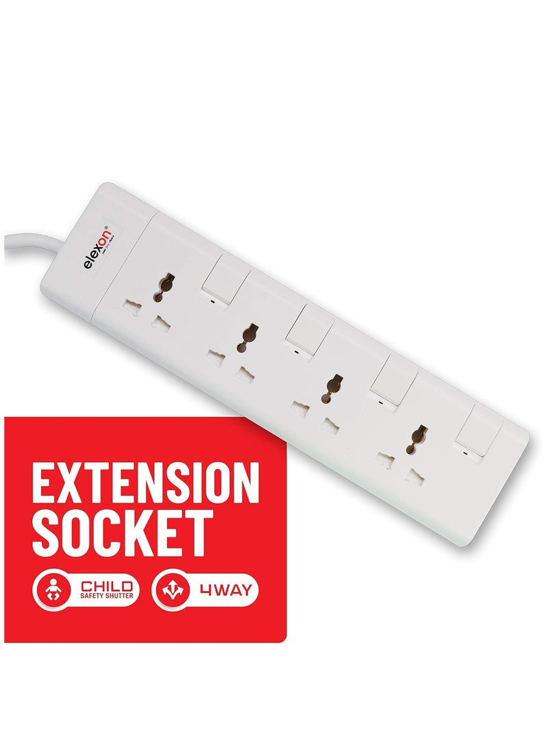 Elexon ESMA approved Universal Extension Socket with 4 Way Plug 2 meter, Power Cord / Extension for Home, Office - Image 2