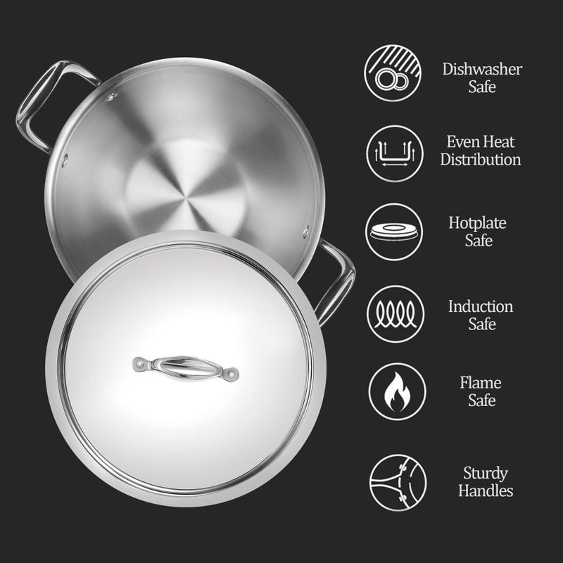 MILTON Pro cook MILTON Pro cook TriPly Deep Stainless Steel 24 cm Kadai with Lid, 3.6 litres, 3 Layer Kadhai for Cooking, Induction Bottom and Gas Stove Ready Cookware, Easy to Clean, 3 Years Warranty - Image 3