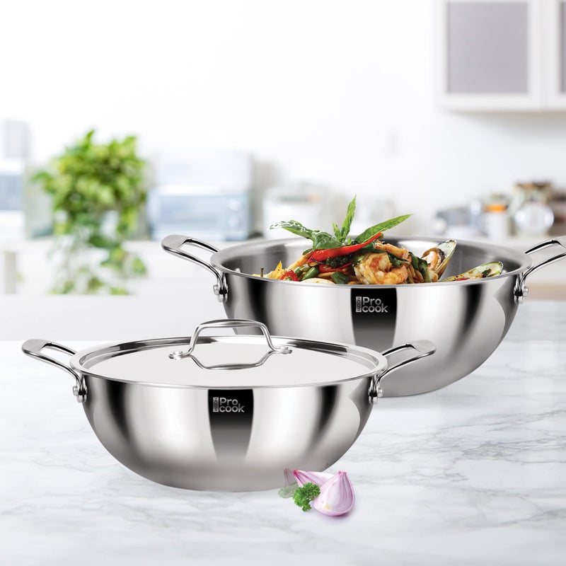 MILTON Pro cook MILTON Pro cook TriPly Deep Stainless Steel 24 cm Kadai with Lid, 3.6 litres, 3 Layer Kadhai for Cooking, Induction Bottom and Gas Stove Ready Cookware, Easy to Clean, 3 Years Warranty - Image 5