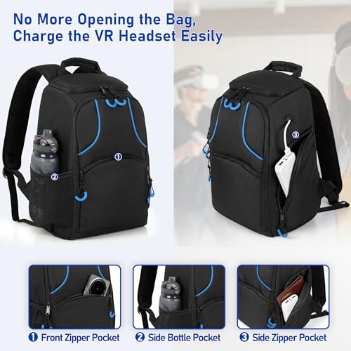 PGmoon Storage Carrying Bag Compatible with Oculus Meta Quest 2/Quest 3/Quest 3S/Quest Pro/VR Elite Strap and Controller, Travel Backpack Case with Lots of Space for Accessories (Patent Design) - Image 4