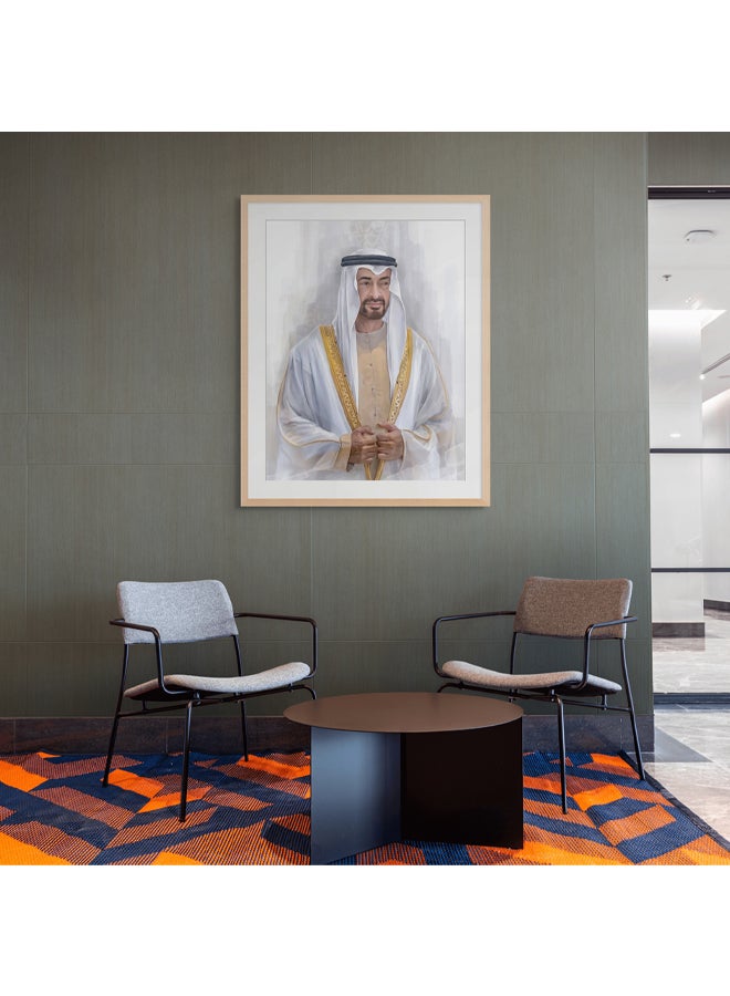 Art Decor Framed Fine Art of Sheikh Mohammed Bin Zayed Bin Sultan Al Nahyan Portrait UAE Wall Art with Matt Board Print Wall Decor for Home Living Room Office and Gifting - Image 2