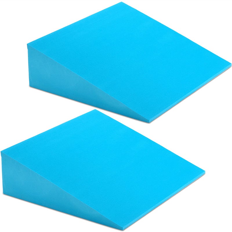 DEAYOU 2 Pack Yoga Foam Wedge, 13" EVA Foam Calf Stretch Slant Board for Lower Leg Strength Improve, Squat Wedge Incline Block for Workout, Exercise, Heel, Foot, Knee Pad, Wrist Back Support (Blue) - Image 1
