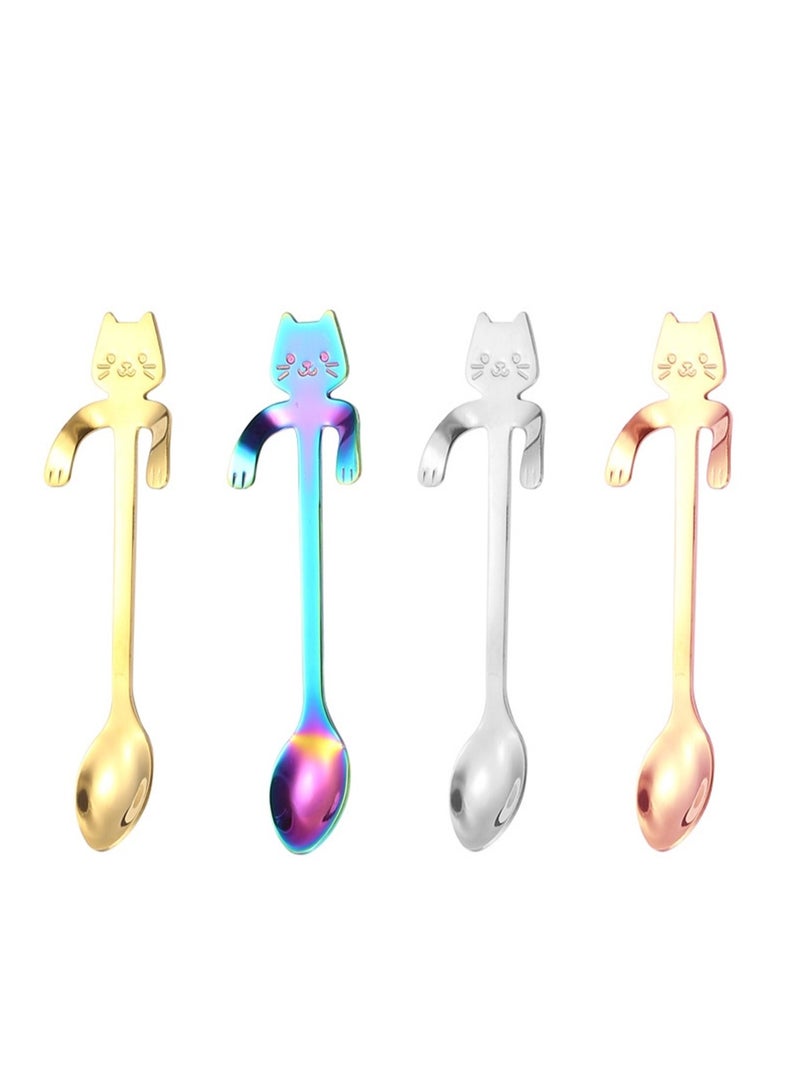 4pcs 304 stainless steel spoon creative hanging spoon Japanese dessert spoon coffee spoon ice cream spoon spoon - Image 1