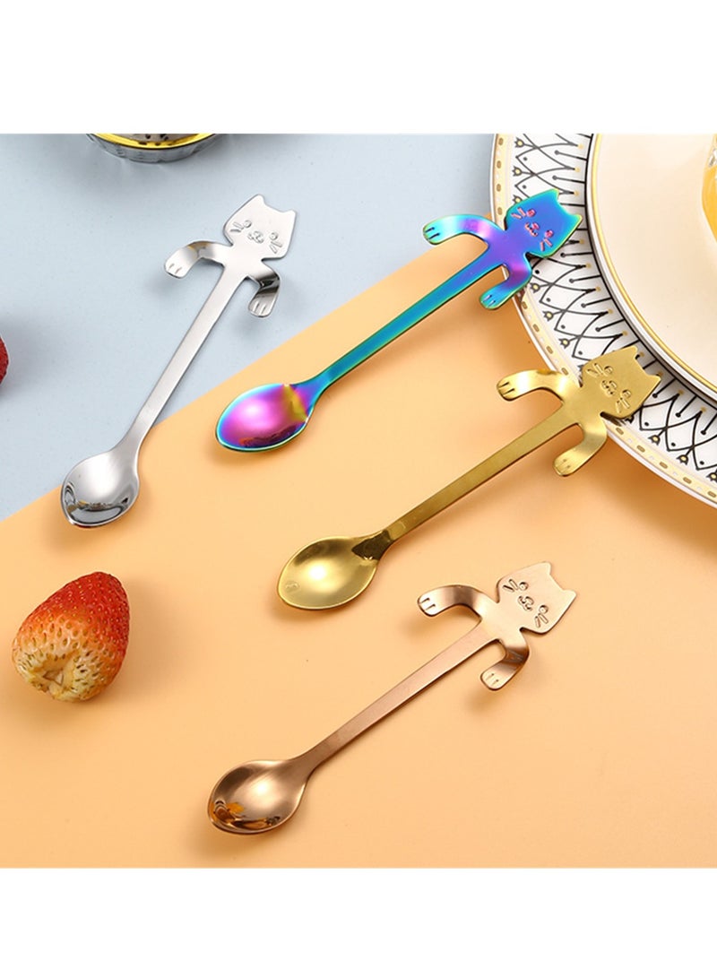 4pcs 304 stainless steel spoon creative hanging spoon Japanese dessert spoon coffee spoon ice cream spoon spoon - Image 4