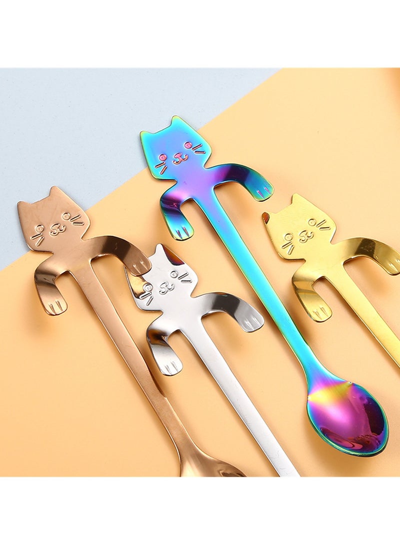4pcs 304 stainless steel spoon creative hanging spoon Japanese dessert spoon coffee spoon ice cream spoon spoon - Image 2