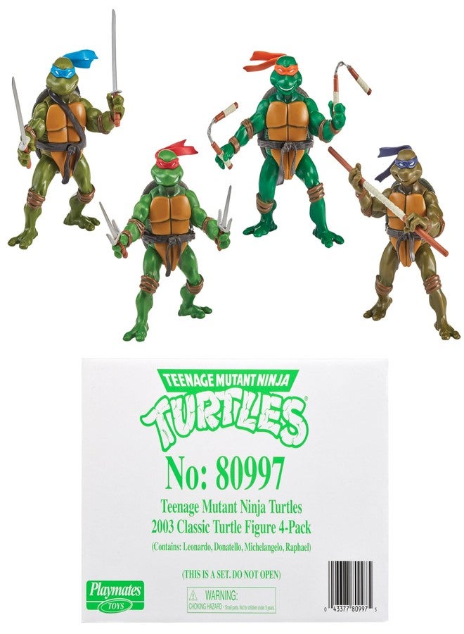 TMNT Teenage Mutant Ninja Turtles: Classic 4" 2003 Turtles 4-Pack Figure Bundle - Image 4