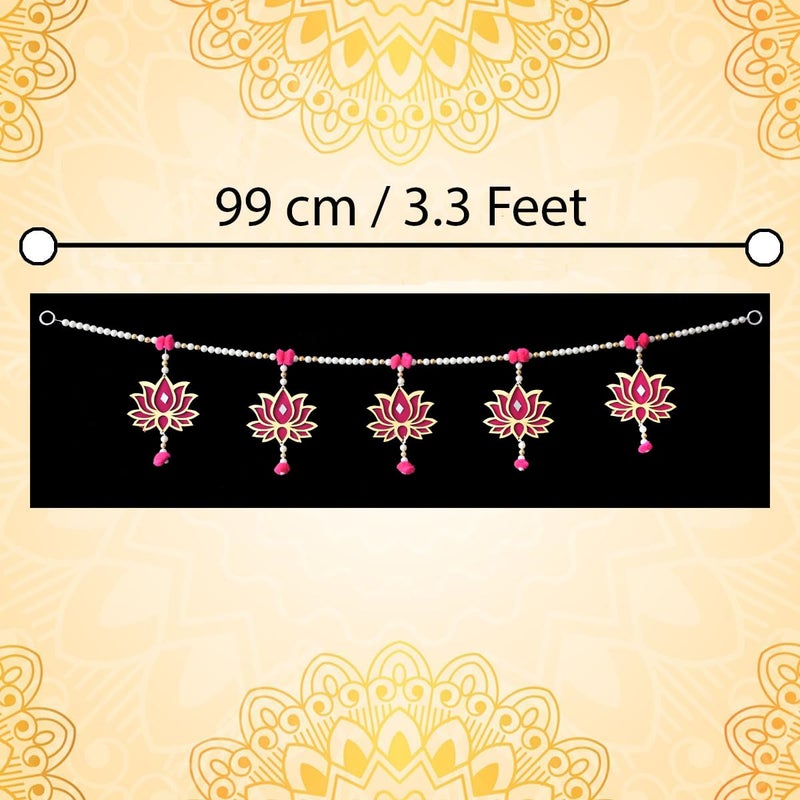 Saugat Traders Saugat Traders Lotus Toran For Main Door, Mandir - Moti/Beads/Bell Toran For Entrance Door - Handmade Traditional Bandarwal Home Decor, 99 cm  - Image 4