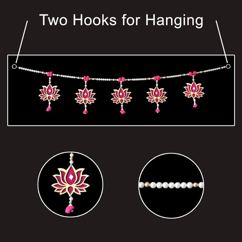 Saugat Traders Saugat Traders Lotus Toran For Main Door, Mandir - Moti/Beads/Bell Toran For Entrance Door - Handmade Traditional Bandarwal Home Decor, 99 cm  - Image 3