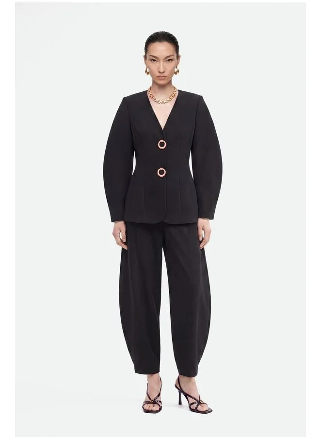 Nocturne Ring-Button Wrap-Front Jacket
