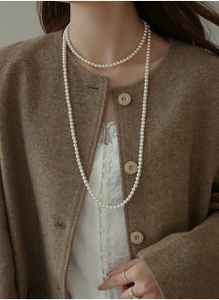 Aurafly Fashionable And Simple Multi-layer Long Pearl Necklace Valentine's Day Anniversary Jewelry Gift 6mm (120cm)  - Image 3