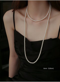 Aurafly Fashionable And Simple Multi-layer Long Pearl Necklace Valentine's Day Anniversary Jewelry Gift 6mm (120cm)  - Image 4